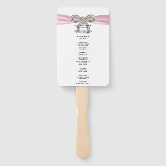 Roze Diamant Bow Trouwprogramma Handwaaier (Achterkant)