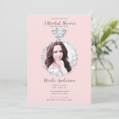 Roze Diamant Bruiloft Bling Ring Vrijgezellenfeest Kaart (Staand voorkant)