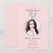 Roze Diamant Bruiloft Bling Ring Vrijgezellenfeest Kaart (Voorkant / Achterkant)