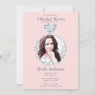 Roze Diamant Bruiloft Bling Ring Vrijgezellenfeest Kaart