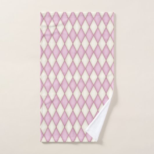 Roze Diamant Check Monogram met kroon Bad Handdoek (Handdoek)
