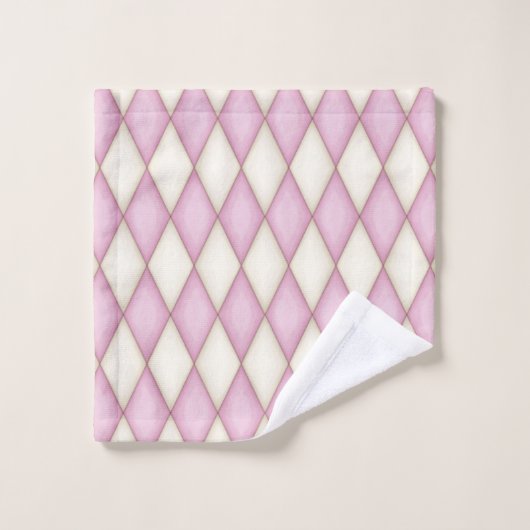 Roze Diamant Check Monogram met kroon Bad Handdoek (Wasdoekje)