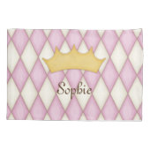 Roze Diamant Check Persoonlijke Naam Prinses Kussensloop (Achterkant)