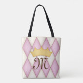 Roze Diamant Check Persoonlijke Naam Prinses Tote Bag (Achterkant)