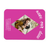 Roze Diamant Foto Bruiloft Save the Date Magneet (Horizontaal)