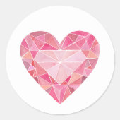 Roze Diamant Gem Hart Glam Diamant Liefde Ronde Sticker (Voorkant)