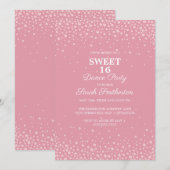 Roze Diamant Glitter Sweet 16 Dansfeest Kaart (Voorkant / Achterkant)