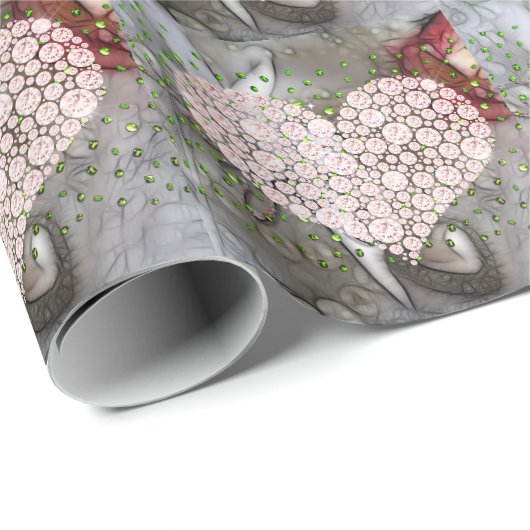 Roze Diamant Hart Cadeaupapier (Rol Hoek)