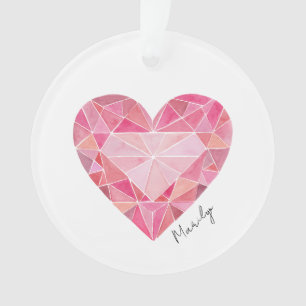 Roze Diamant Hart Gem Chique NAAM Love NOTE Ornament