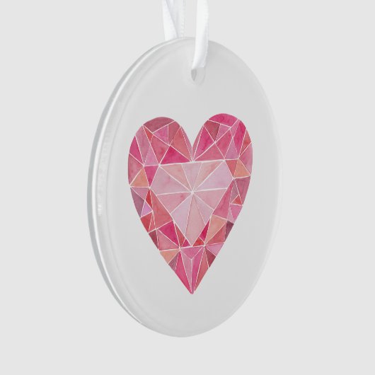 Roze Diamant Hart Gem Glam Chic Love Note Ornament (voorkant)