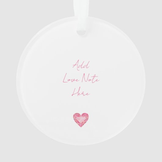 Roze Diamant Hart Gem Glam Chic Love Note Ornament (achterkant)