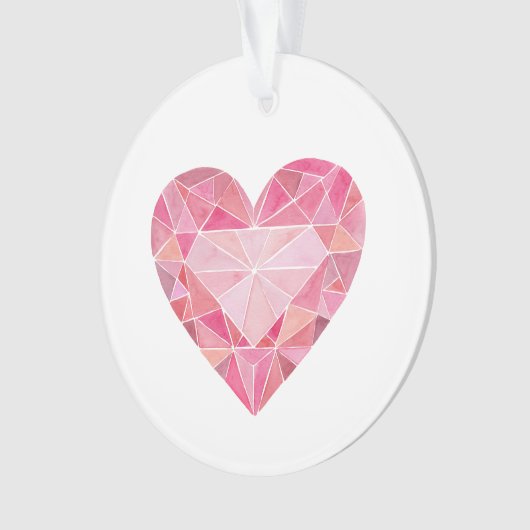 Roze Diamant Hart Gem Glam Chic Love Note Ornament (voorkant)