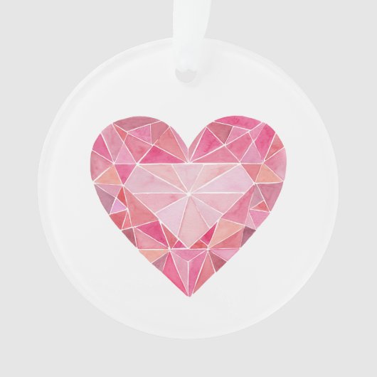 Roze Diamant Hart Gem Glam Chic Love Note Ornament (voorkant)