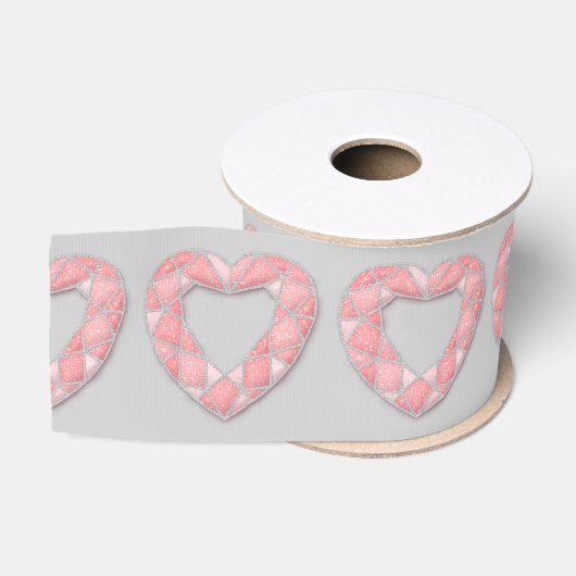 roze diamant hart - lint (Spoel)