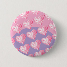 Roze Diamant Hart Patroon – Cute & Stijlvol Ontwer Ronde Button 5,7 Cm
