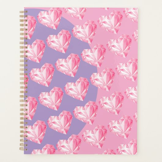 Roze Diamant Hart Patroon – Mooie & Stijlvolle Ont Planner (Voorkant)