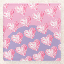 Roze Diamant Hart Patroon  – Schattig & Stijlvol Glazen Onderzetter