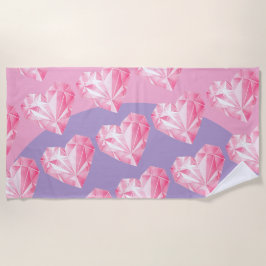 Roze Diamant Hart Patroon  – Schattig & Stijlvol Strandlaken