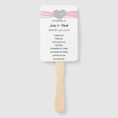 Roze Diamant Hart Trouwprogramma Handwaaier (Voorkant)