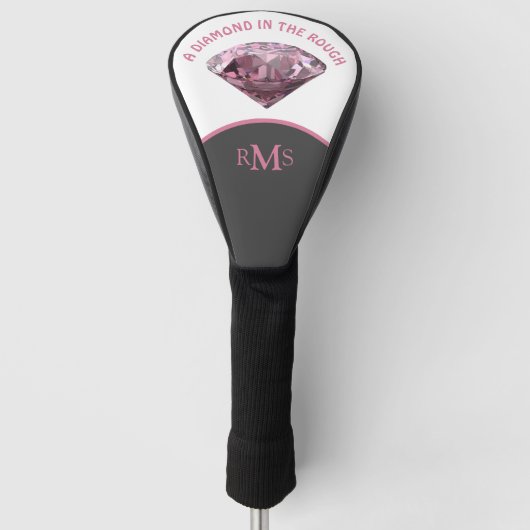Roze Diamant in het ruwe gepersonaliseerde Golfheadcover (Voorkant)