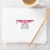 Roze diamant lint met roze damast etiket (Insitu)