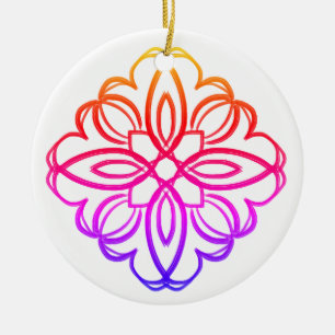 Roze Diamant Mandala #6 Keramisch Ornament