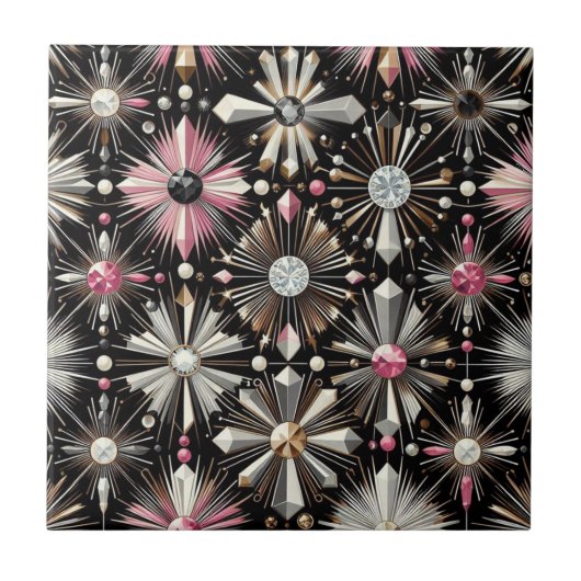 Roze Diamant Mid Century Modern  Tegeltje (Voorkant)