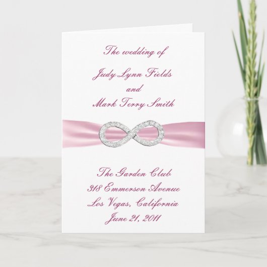 Roze Diamant Oneindig Huwelijksprogramma Kaart (Voorkant)