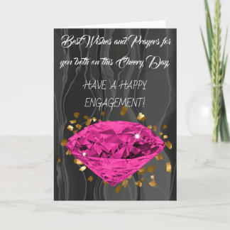 Roze diamant op goudConfetti Verlovingen Kaart