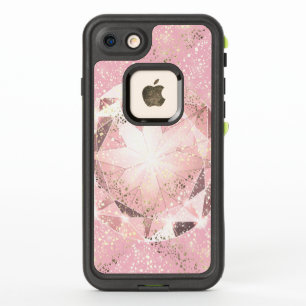 Roze diamant op lichte pastel met gouden sprankeli