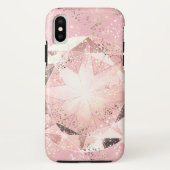Roze diamant op lichte pastel met gouden sprankeli Case-Mate iPhone case (Achterkant)