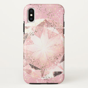 Roze Diamant op Lichte Pastelkleur met Gouden Case-Mate iPhone Case