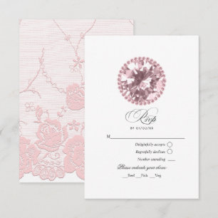 Roze Diamant Quinceañera RSVP Kaartje