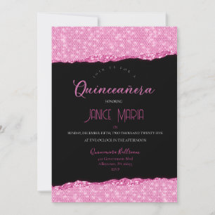 Roze Diamant Quinceañera Uitnodiging