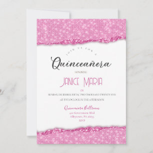 Roze Diamant Quinceañera Uitnodiging