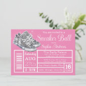 Roze Diamant Sneaker Bal Verjaardagsfeest Kaart (Staand voorkant)