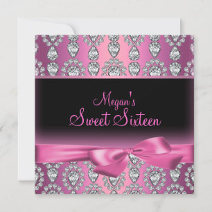 Roze Diamant & Strik Zeventien Uitnodiging