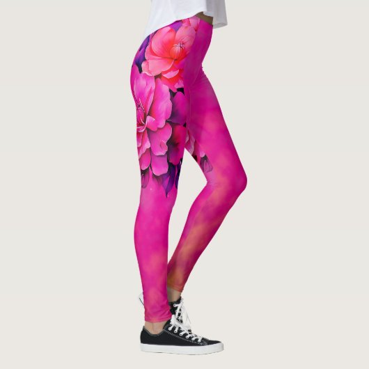 roze diamantbloem leggings (Rechts)