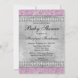 Roze diamanten Baby shower Invitation Girl Bling Kaart