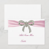 Roze diamanten boog huwelijks tafel plaatskaart (Voorkant / Achterkant)