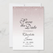 Roze Diamanten Custom Foto Wedding Save The Date (Voorkant)