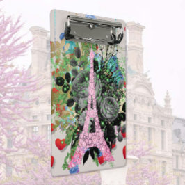 Roze diamanten Eiffeltoren Mini Klembord