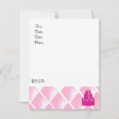 Roze diamanten en Cake Birthday Invitation Kaart (Achterkant)