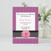 Roze diamanten en Floral Birthday Invitation Kaart (Staand voorkant)