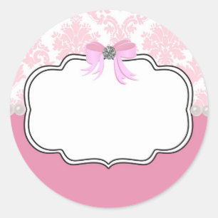 Roze diamanten en parelhoenders ronde sticker