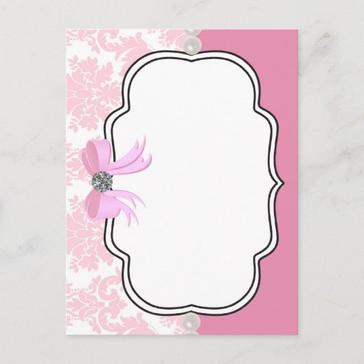 Roze diamanten en parelhoenders uitnodiging briefkaart (Voorkant)