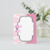 Roze diamanten en parelhoenders uitnodiging briefkaart (Staand voorkant)