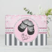  roze diamanten en parels Baby shower Kaart (Staand voorkant)