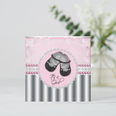 roze diamanten en parels Baby shower Kaart (Staand voorkant)