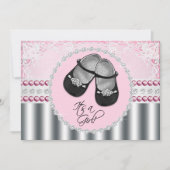 Roze diamanten en parels Baby shower Kaart (Voorkant)